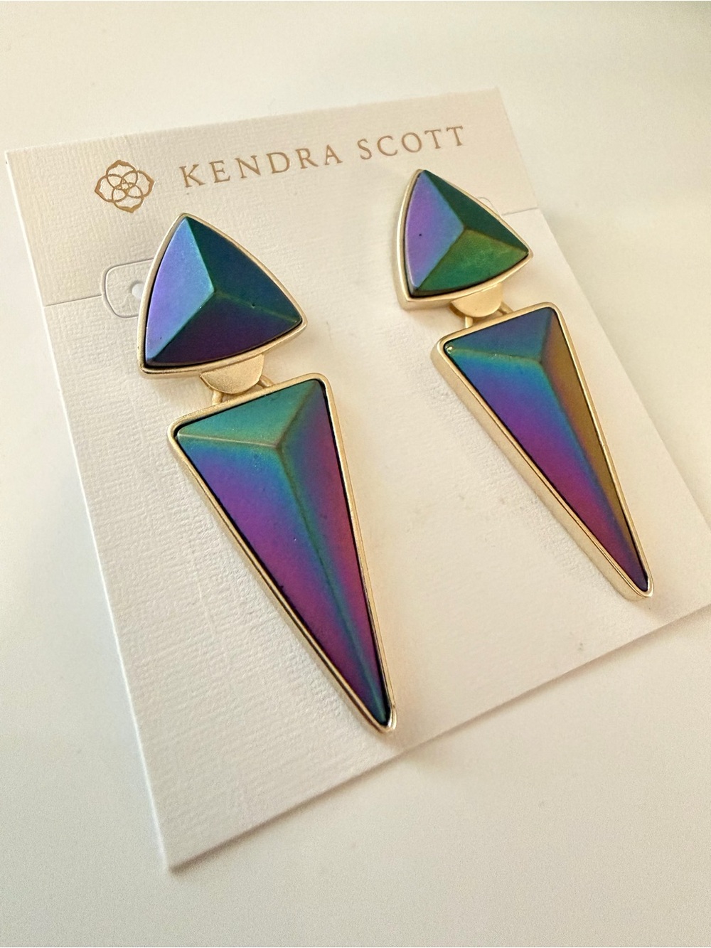 PROTO Kendra Scott Vivian Statement Earrings in Gold with Matte Galaxy Glass